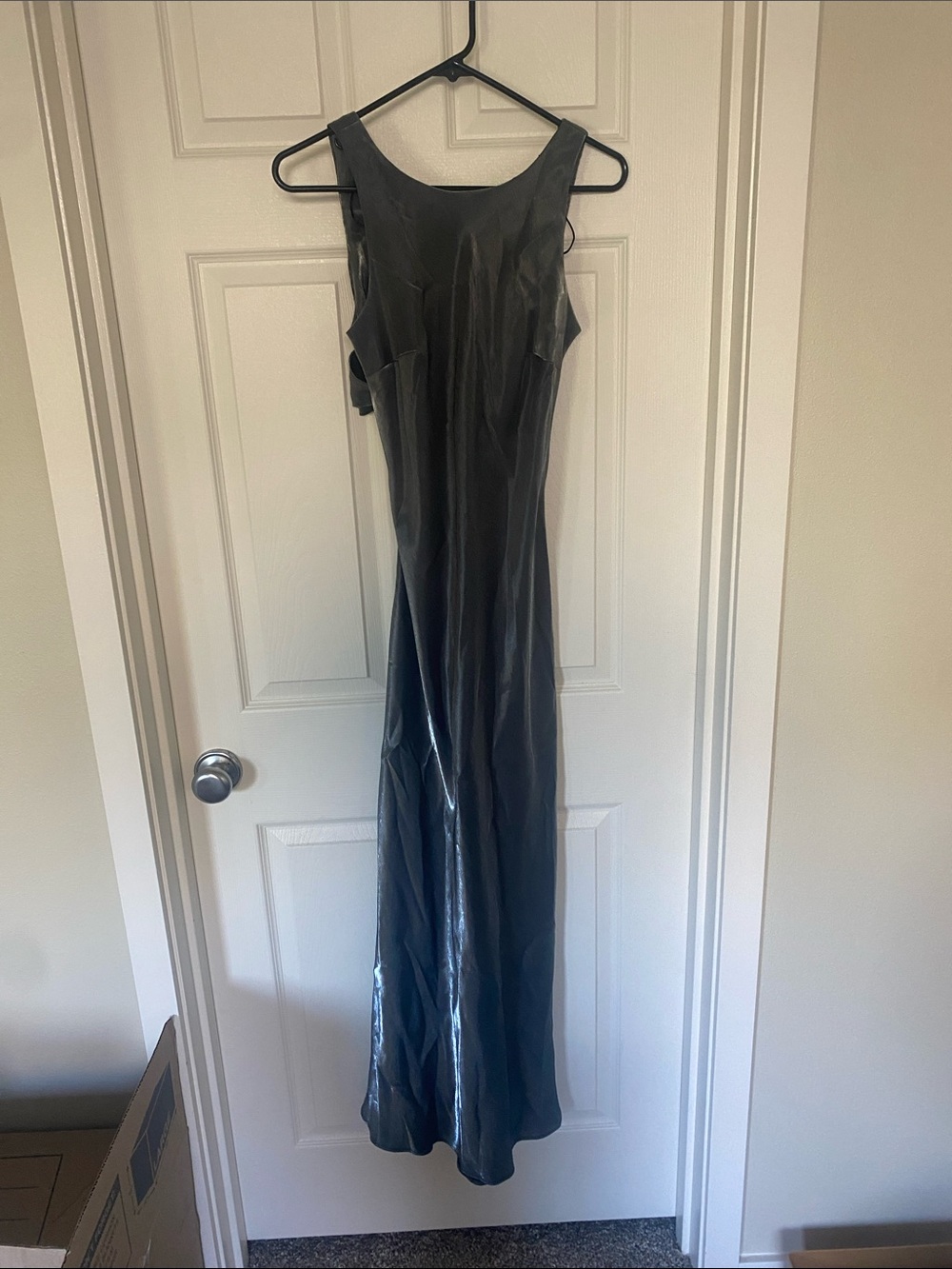 All That Jazz Black Satin Maxi Dress
